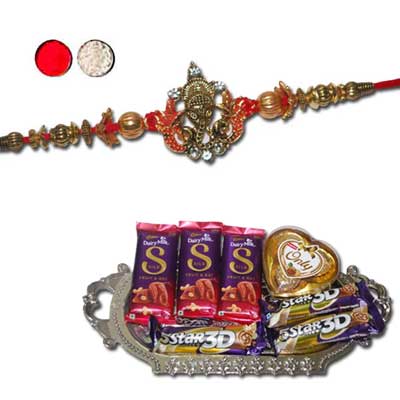 "Designer fancy Rakhi - FR- 8410 A (Single Rakhi), Choco Thali - code RC01 - Click here to View more details about this Product